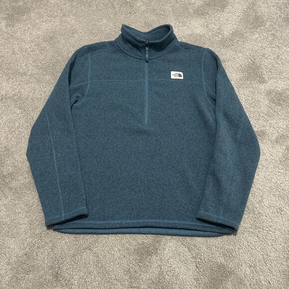 The North Face Gordon's Lyons 1/4 Zip Sweater Mens Medium Blue green Fleece - Picture 1 of 5